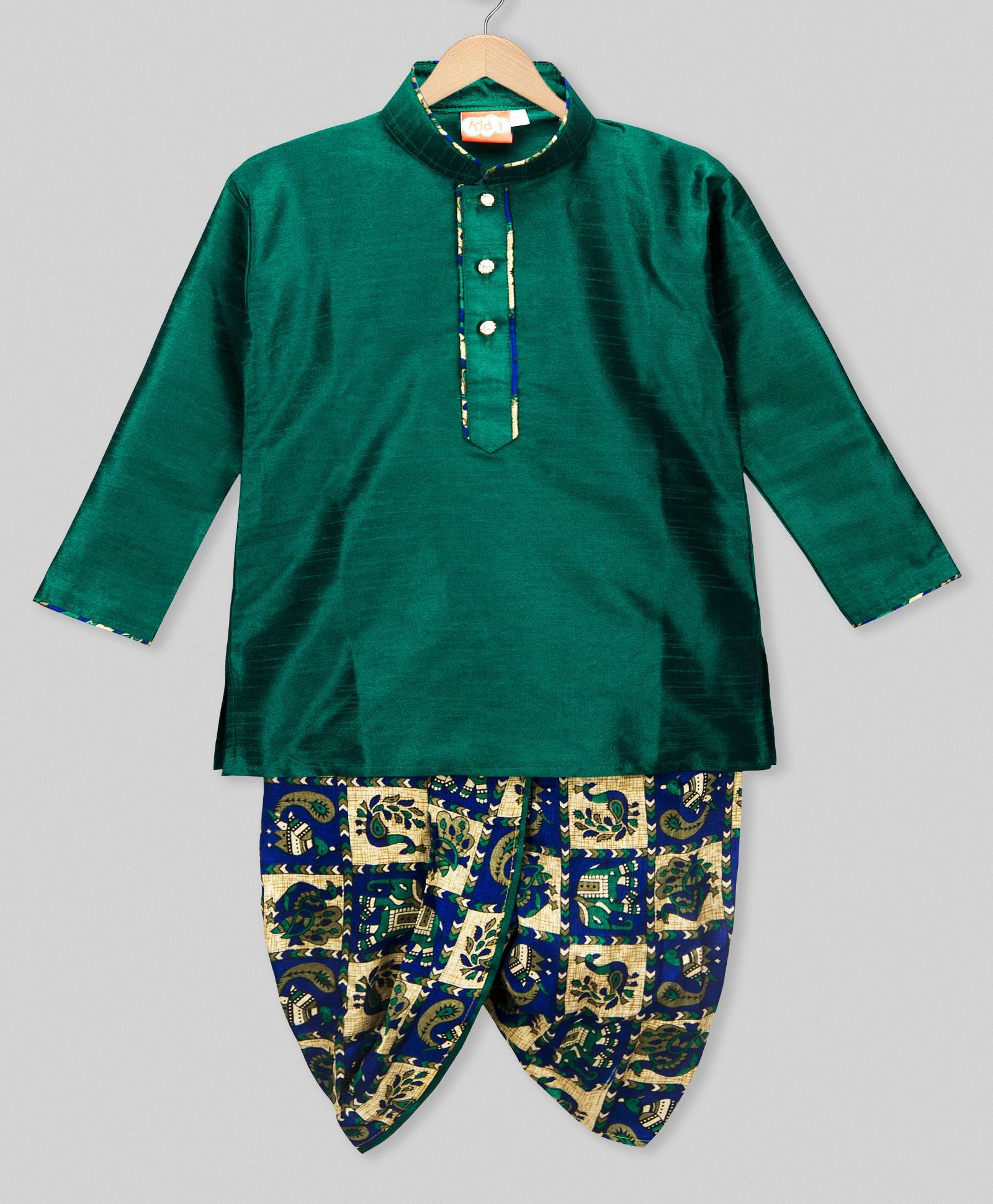 Kid1 Solid Long Sleeves Kurta & Dhoti Set