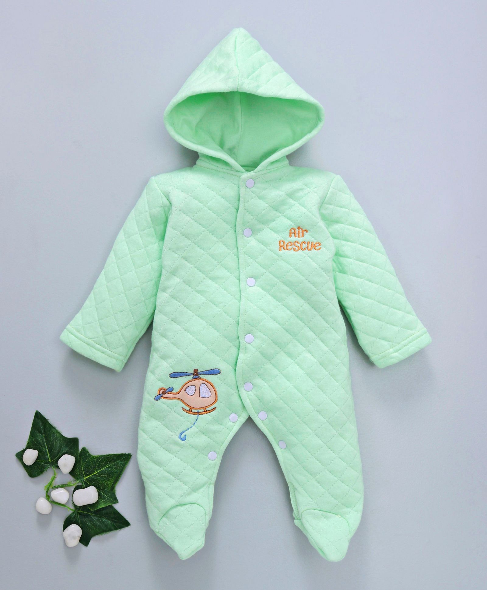 Tappintoes Winter Wear Hooded Romper - Green