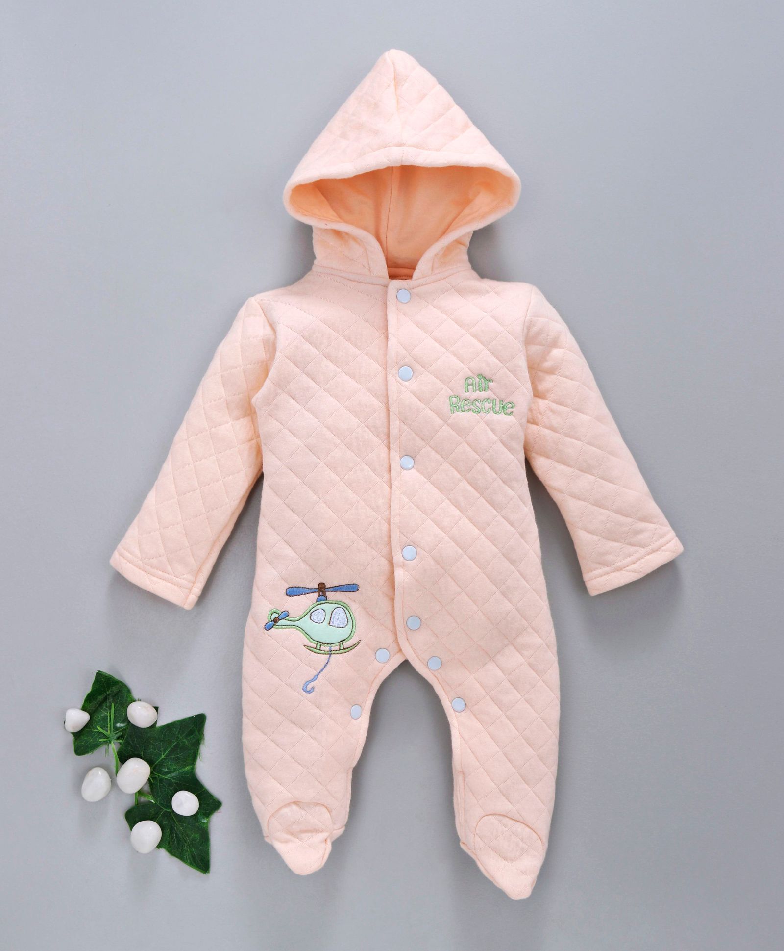 Tappintoes Winter Wear Hooded Romper - Peach