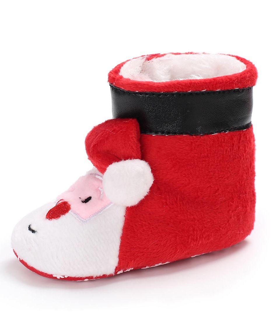 Wow Kiddos Santa Applique Booties - Red