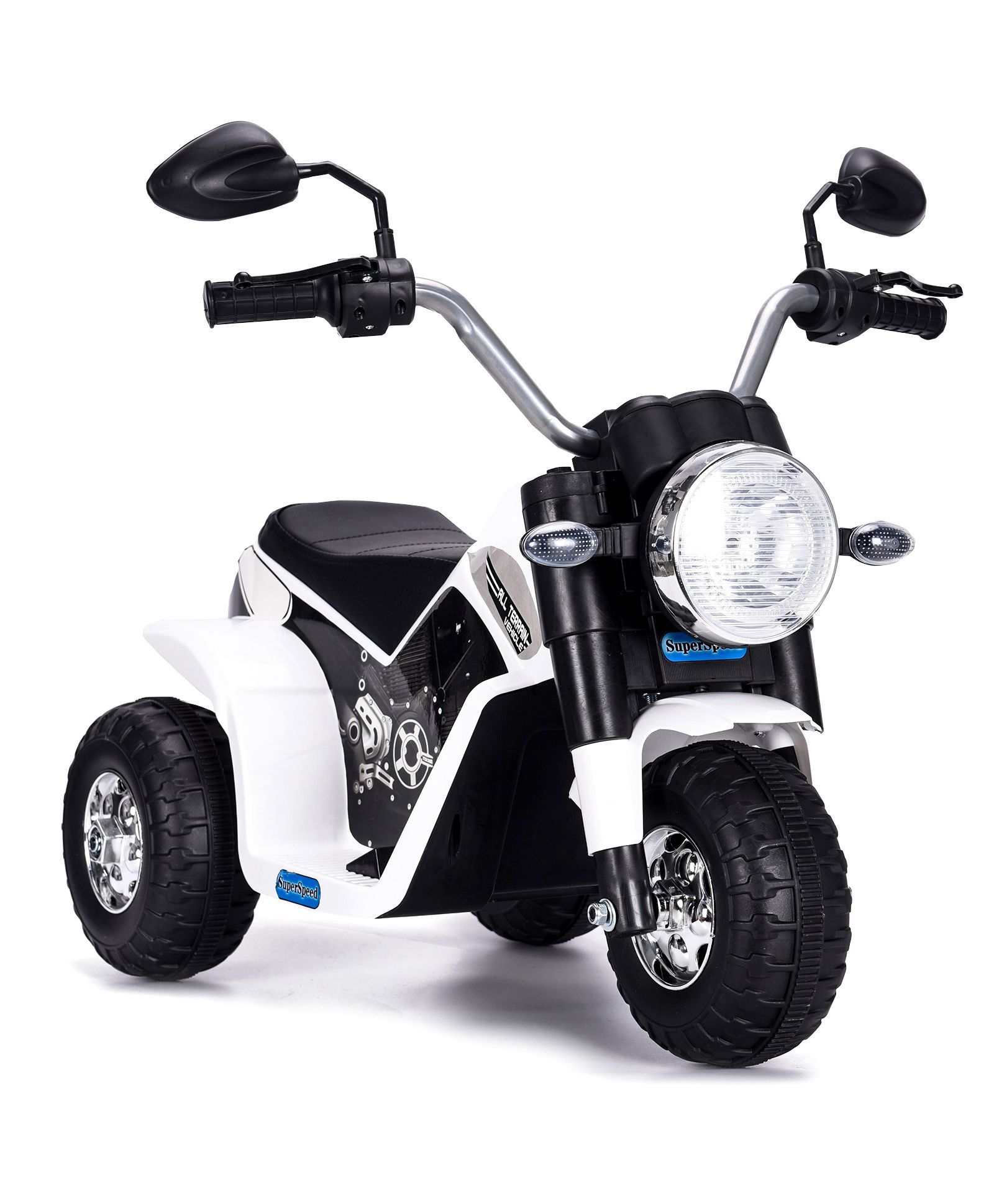 HappyKids Battery Operated Ride on Mini Bike - White