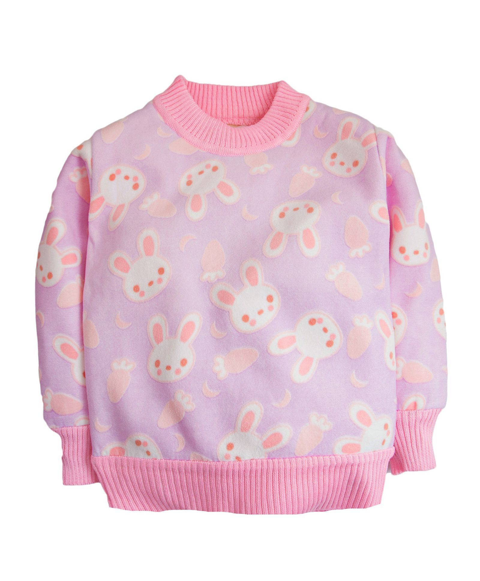 Kidofash Rabbit Design Full Sleeves Sweater - Pink