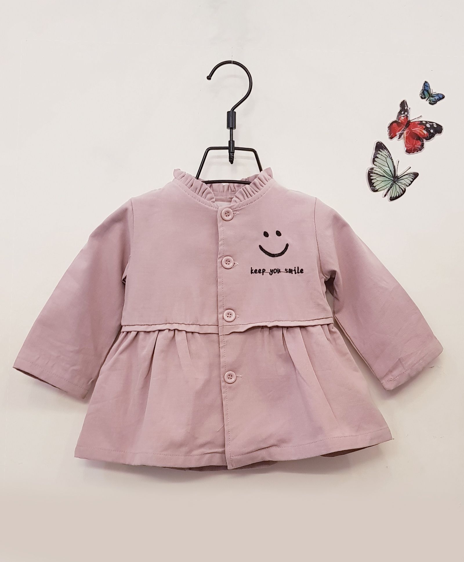 Aww Hunnie Full Sleeves Smiley Printed Dress - Pink