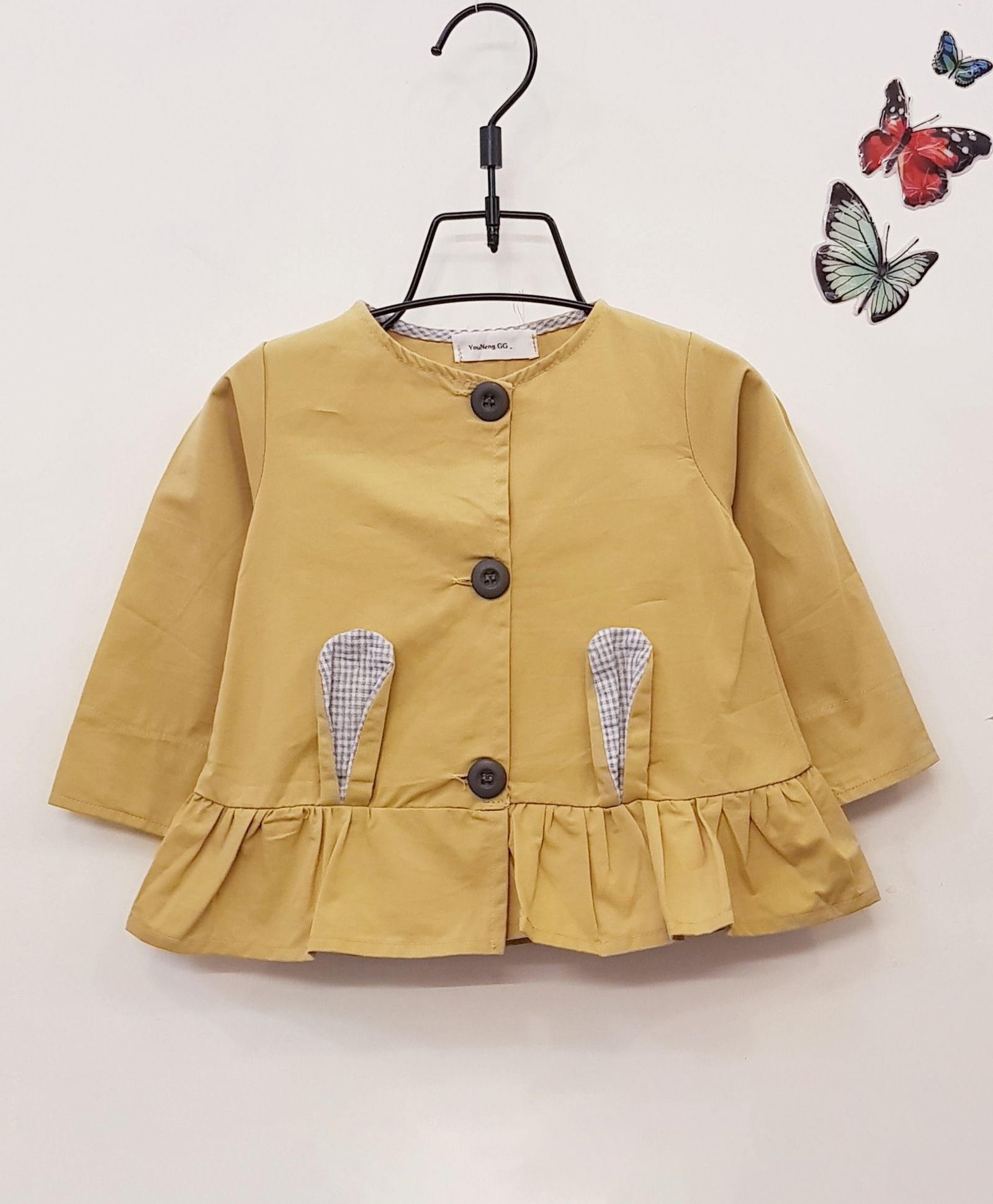 Aww Hunnie Long Sleeves Bunny Theme Dress - Yellow