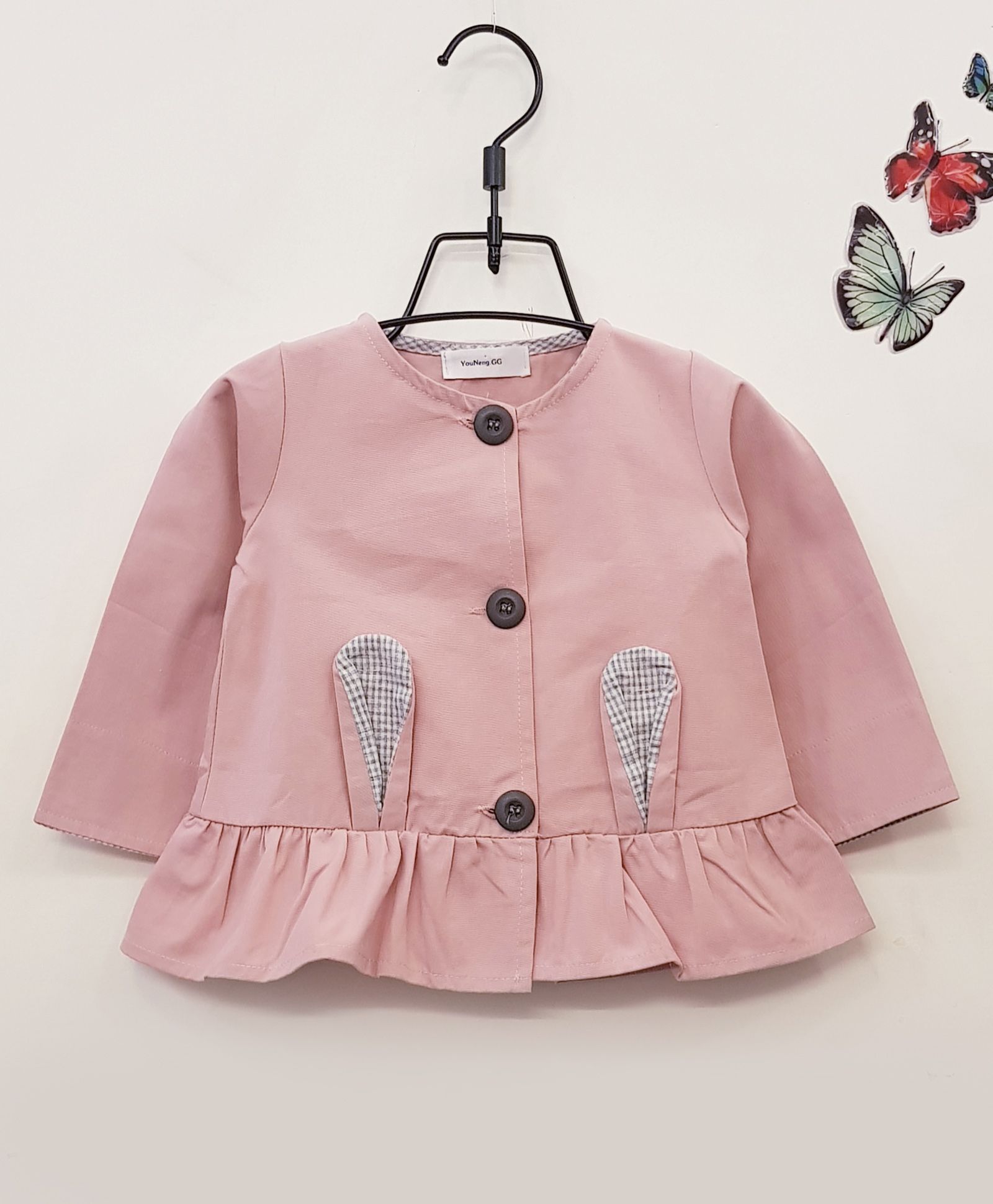 Aww Hunnie Long Sleeves Bunny Theme Dress - Pink