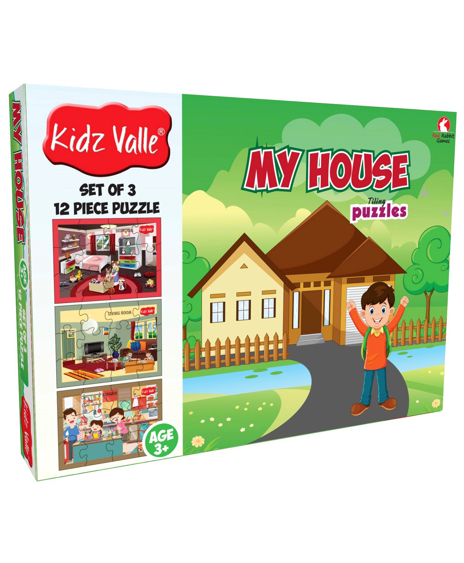 Kidz Valle My House Jigsaw Puzzle - Set of 3 12 Piece Puzzle