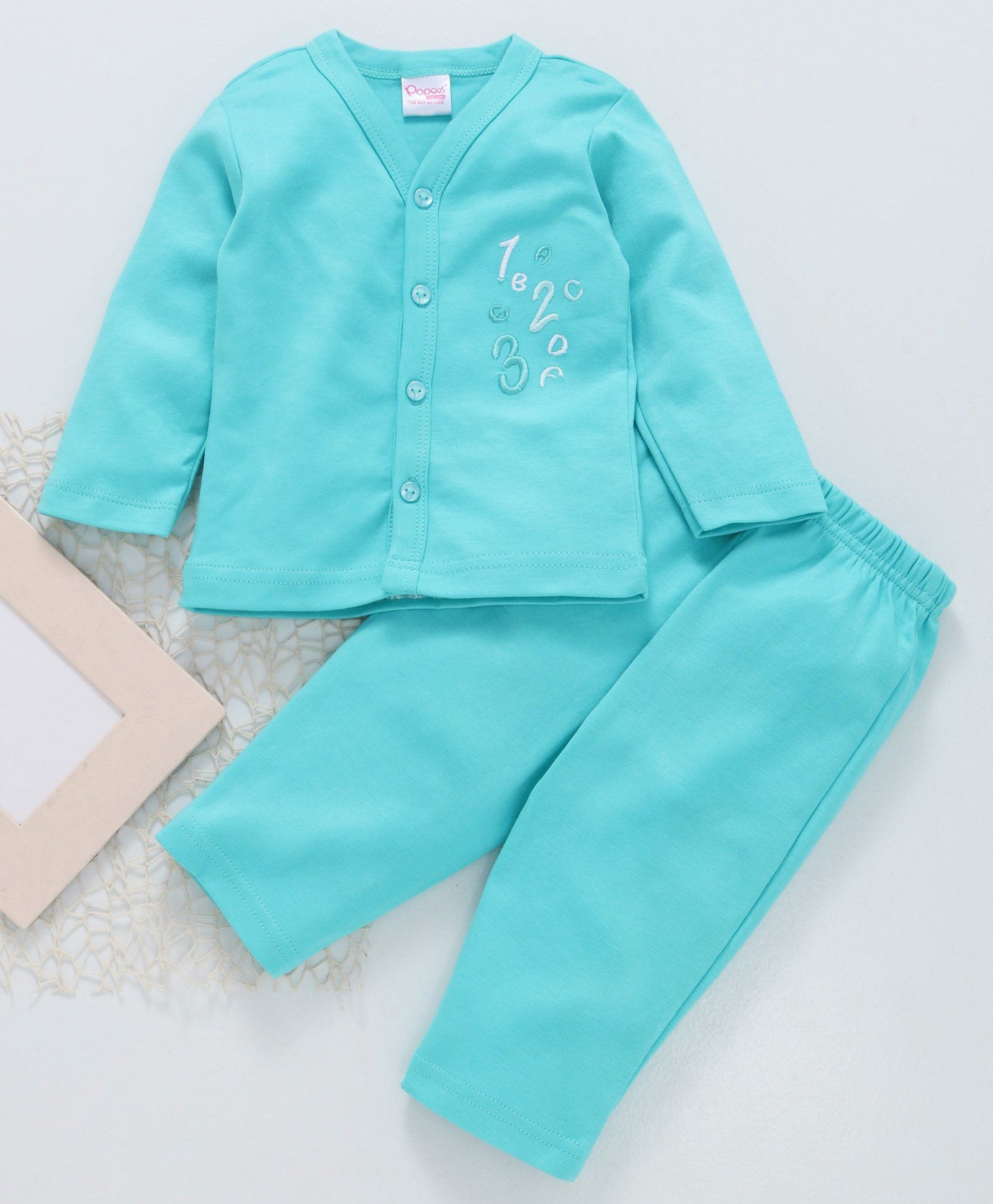Popees Full Sleeves Night Suit Numbers Patch - Blue