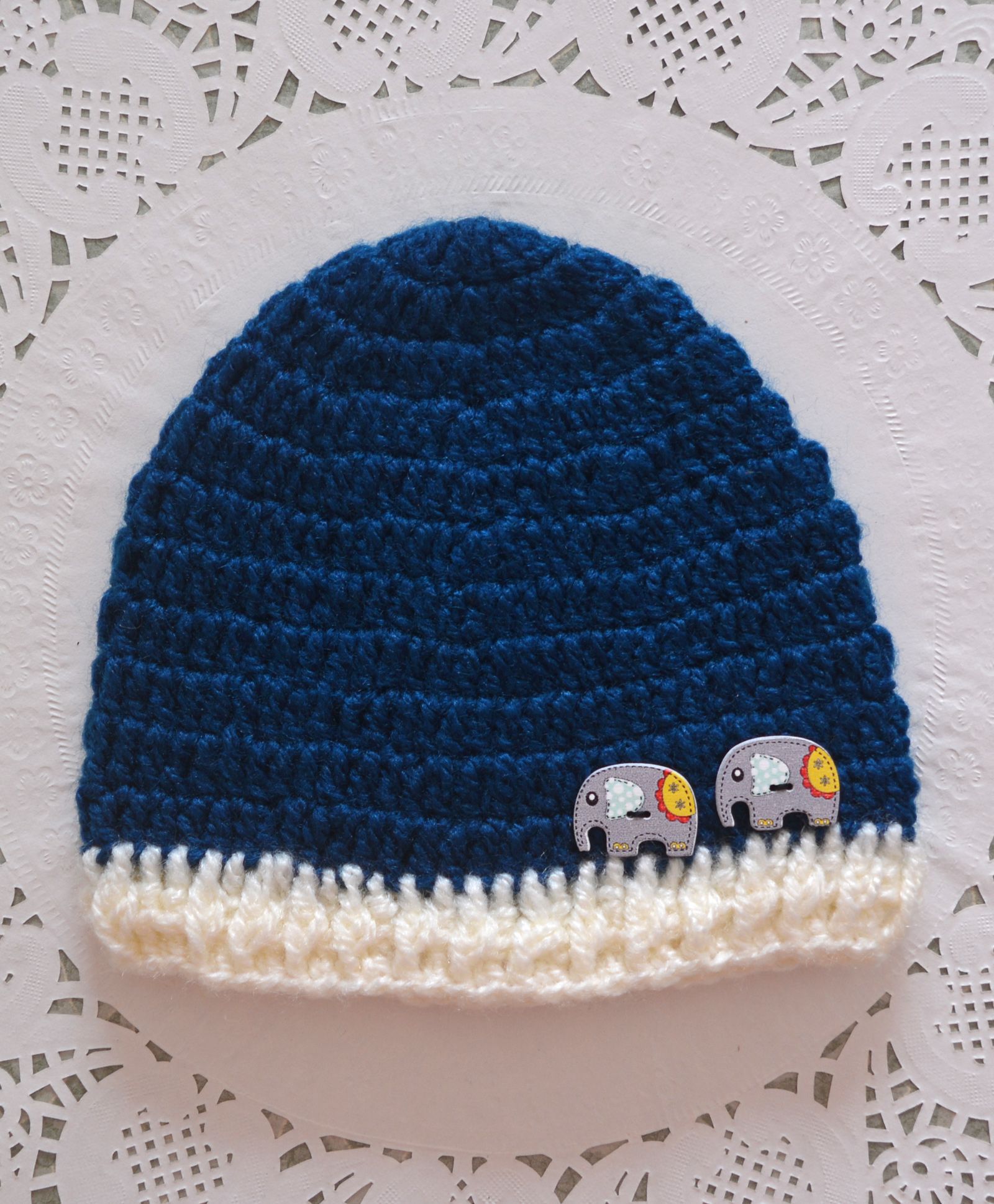 Buttercup From Knitting Nani Elephant Applique Cap - Dark Blue