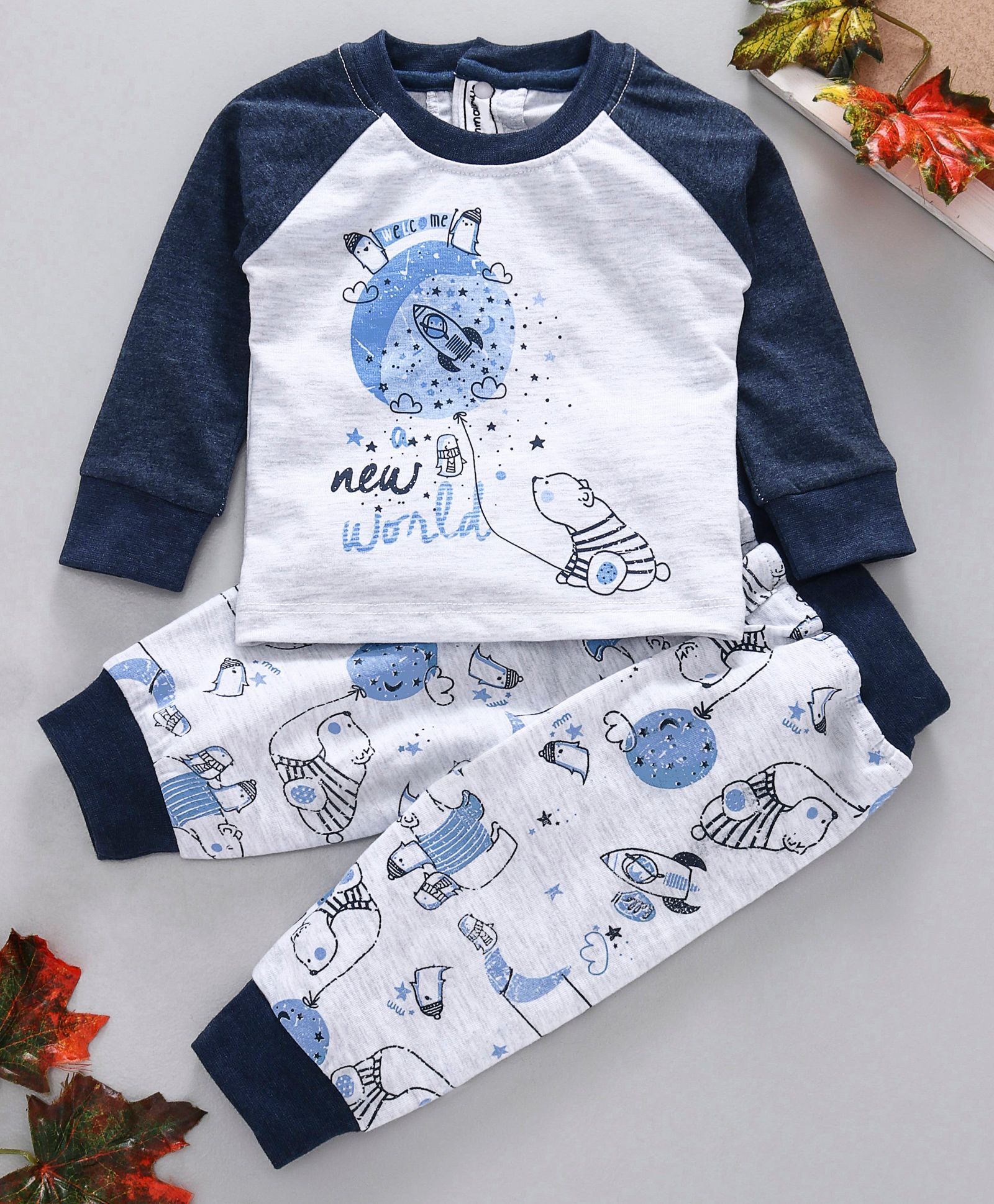 marshmallows Full Sleeves Tee & Lounge Pants Multi Print