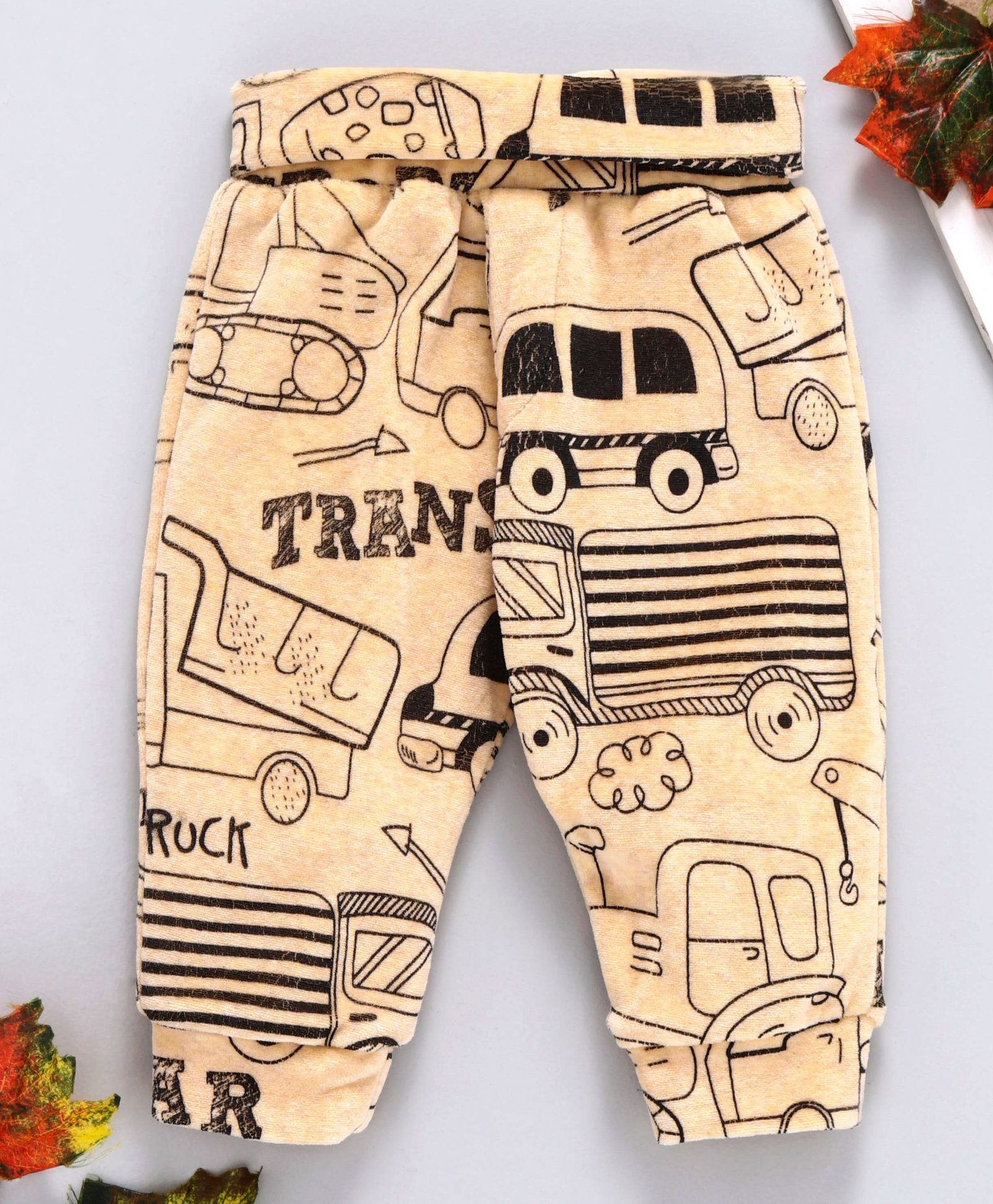 marshmallows Full Length Lounge Pant Vehicle Print - Beige