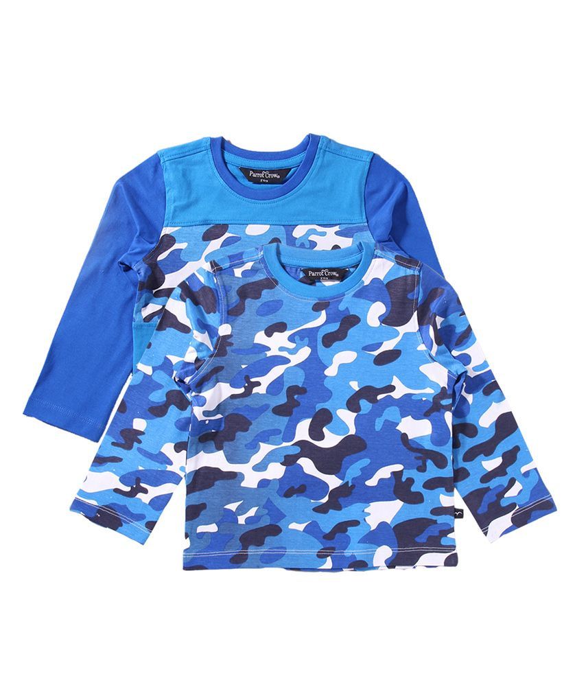 Parrotcrow Set Of 2 Camouflage Printed Tees - Blue