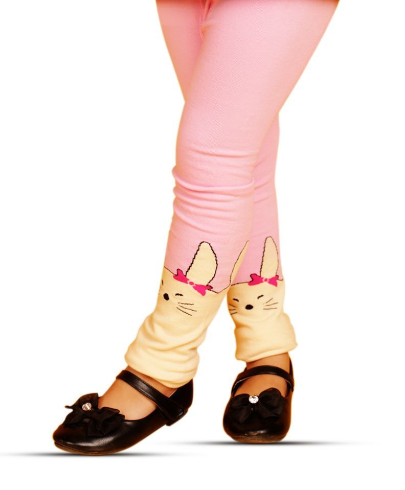 Unicorns Cat Print Leggings - Pink & Beige