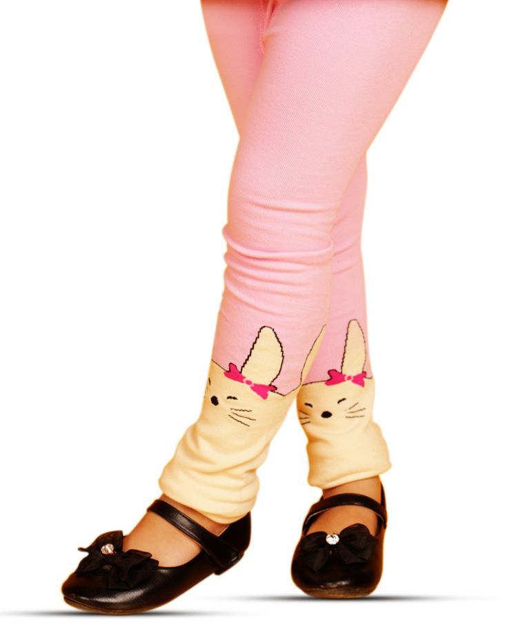 Unicorns Cat Print Leggings - Pink & Beige