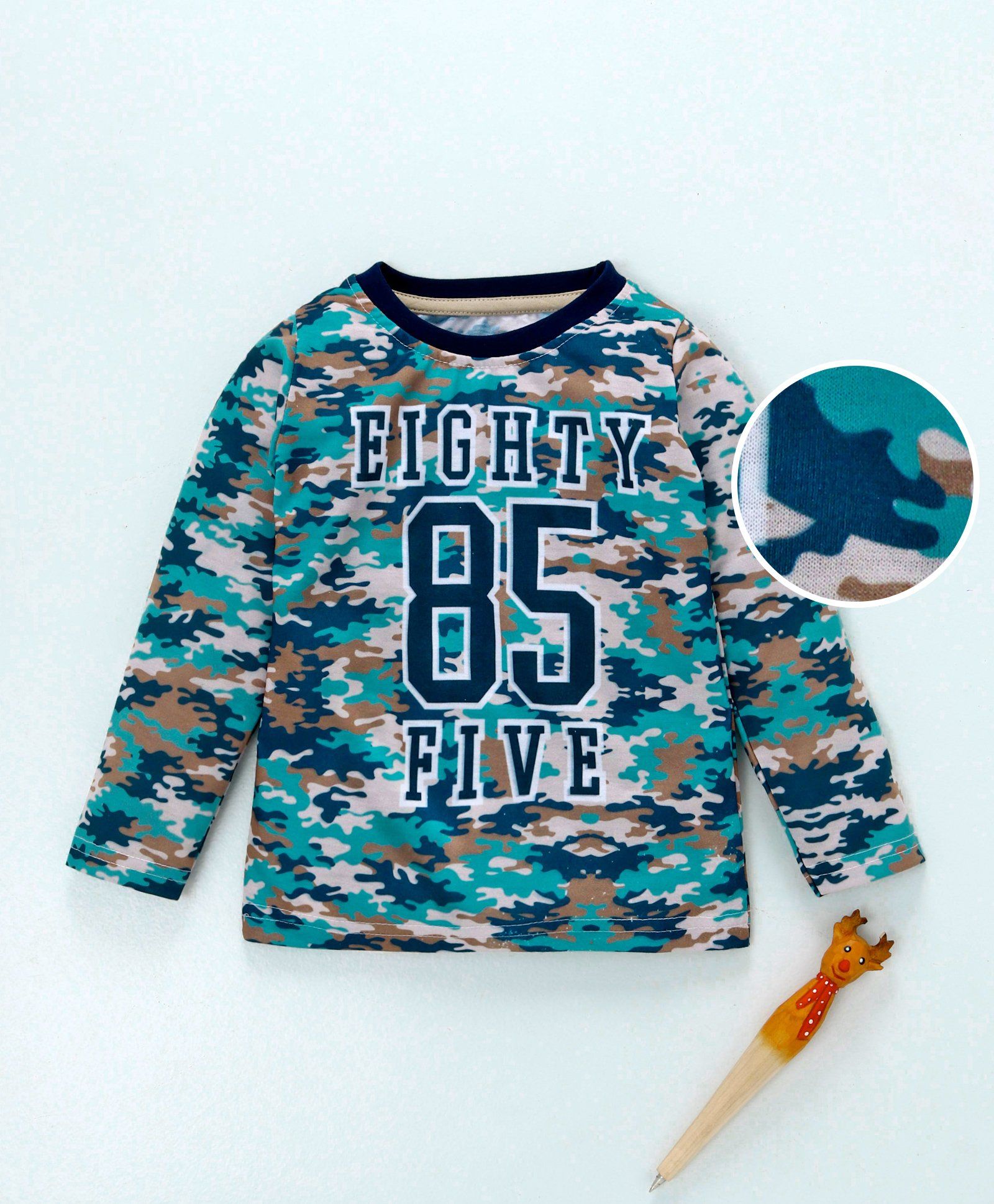 Game Begins Full Sleeves Tee Camouflage Print - Green