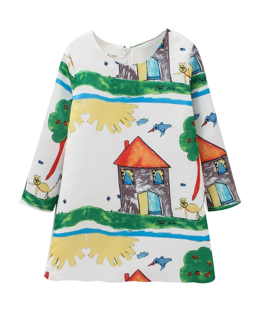 Buy Pre Order Awabox House Print Full Sleeves Shift Dress Green Online at desertcartINDIA