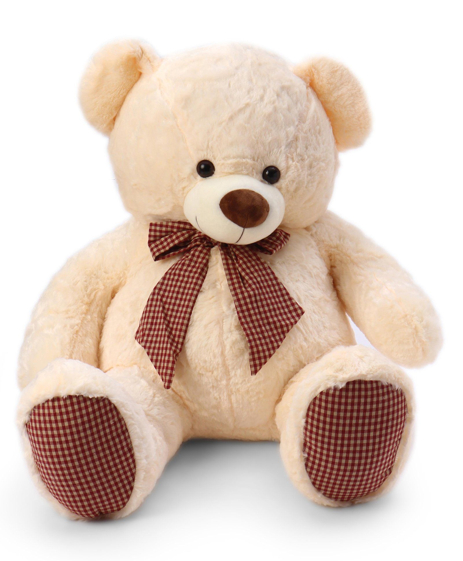 Dimpy Stuff Teddy Bear With A Bow Cream - Height 70 cm