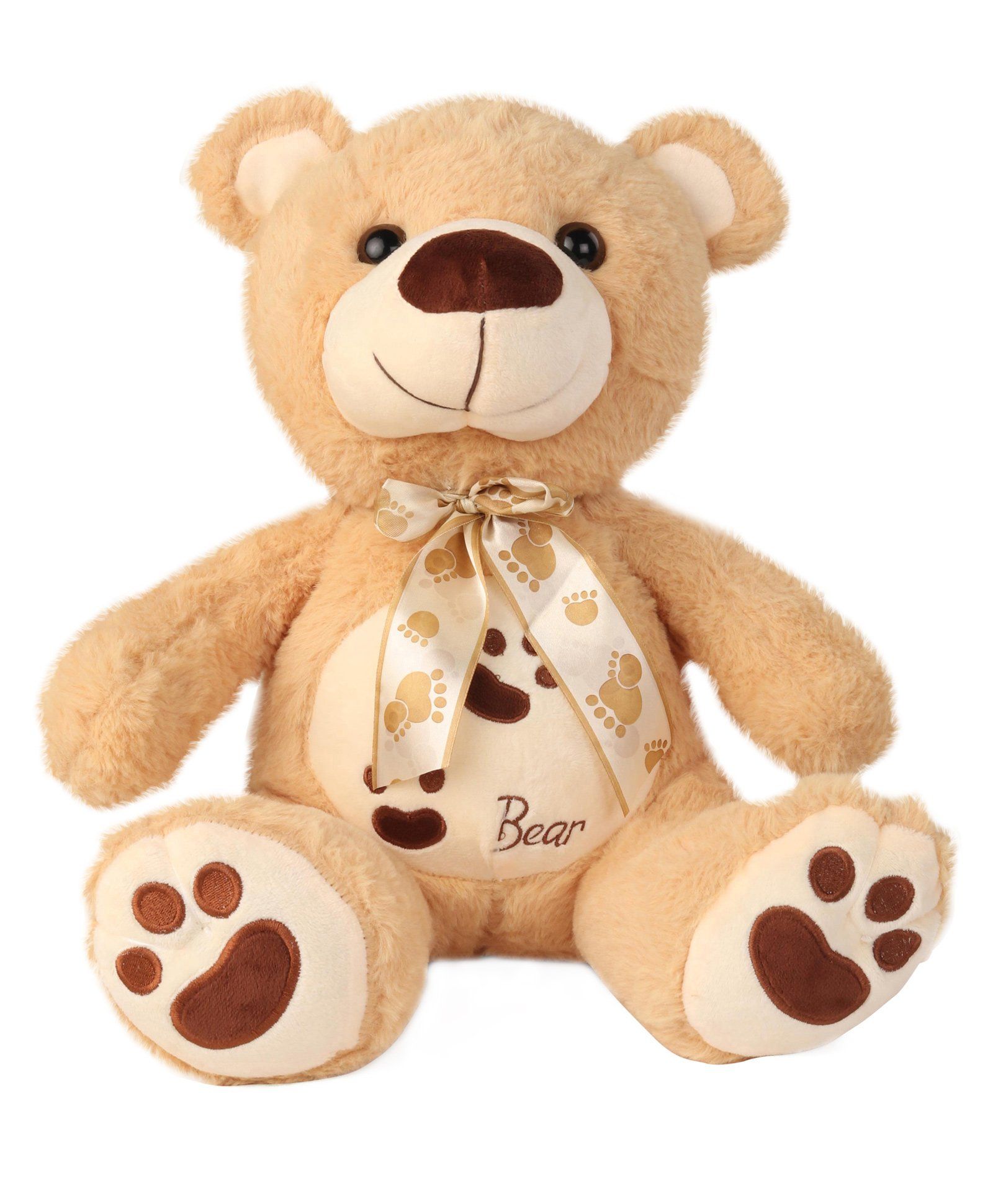 My Baby Excels Teddy Bear With Printed Bowtie Plush Soft Toy Brown