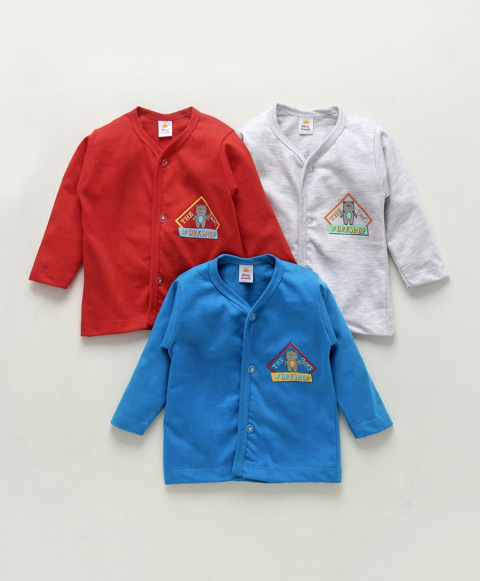 Mini Donuts Full Sleeves Vests Pack of 3 - Red Grey Blue