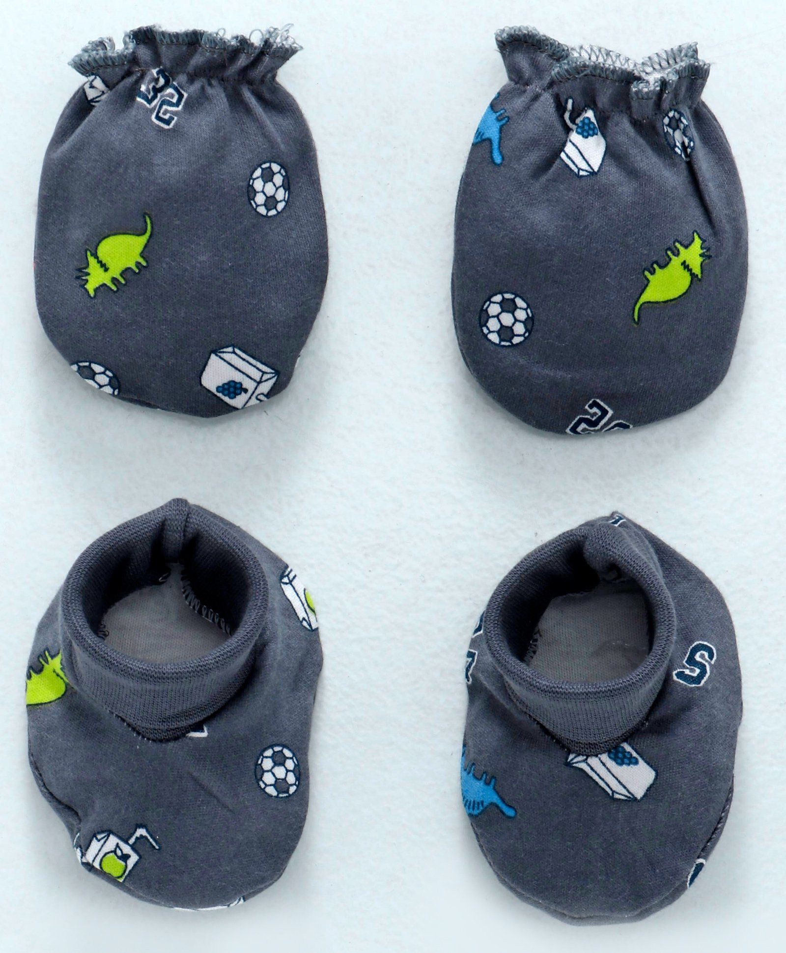 Cucumber Mittens & Booties Set Football Print
