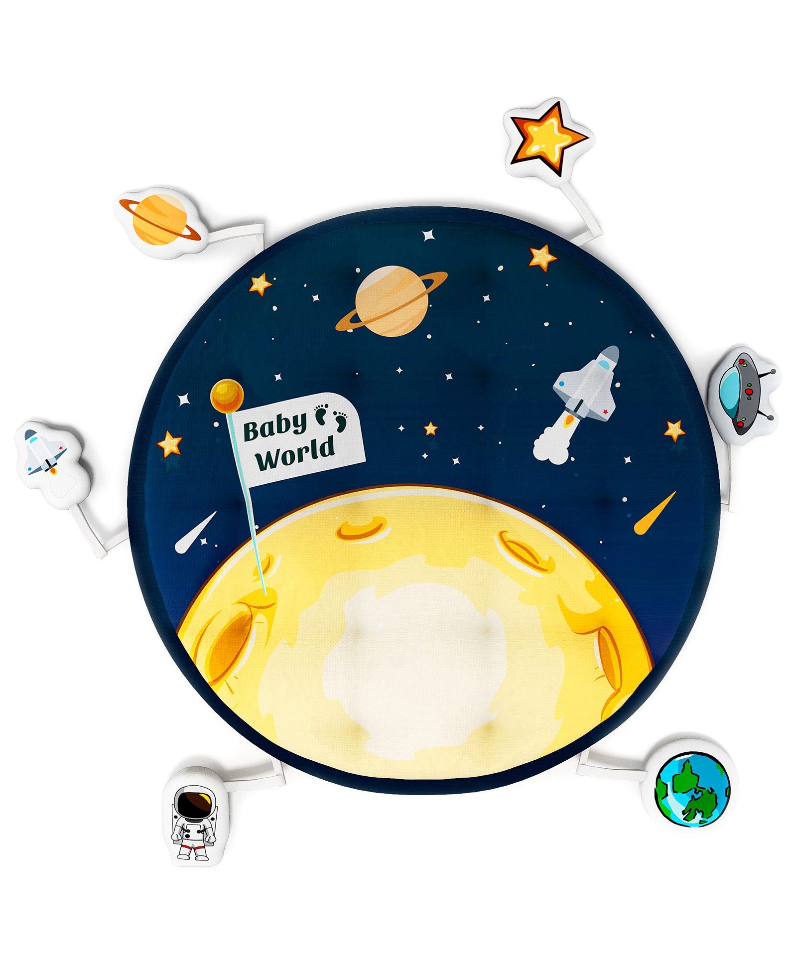Fancy Fluff Baby Play Mat Moon - Blue