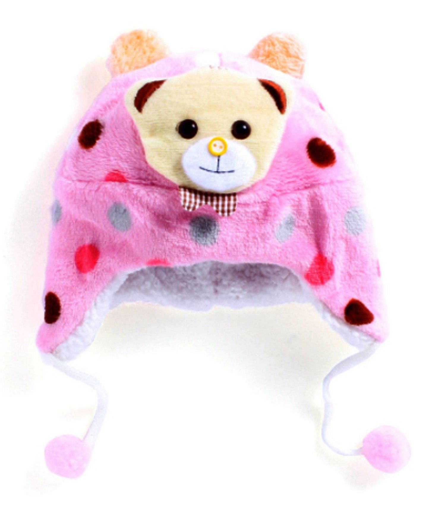 Akinos Kids Polka Dot Teddy Applique Cap