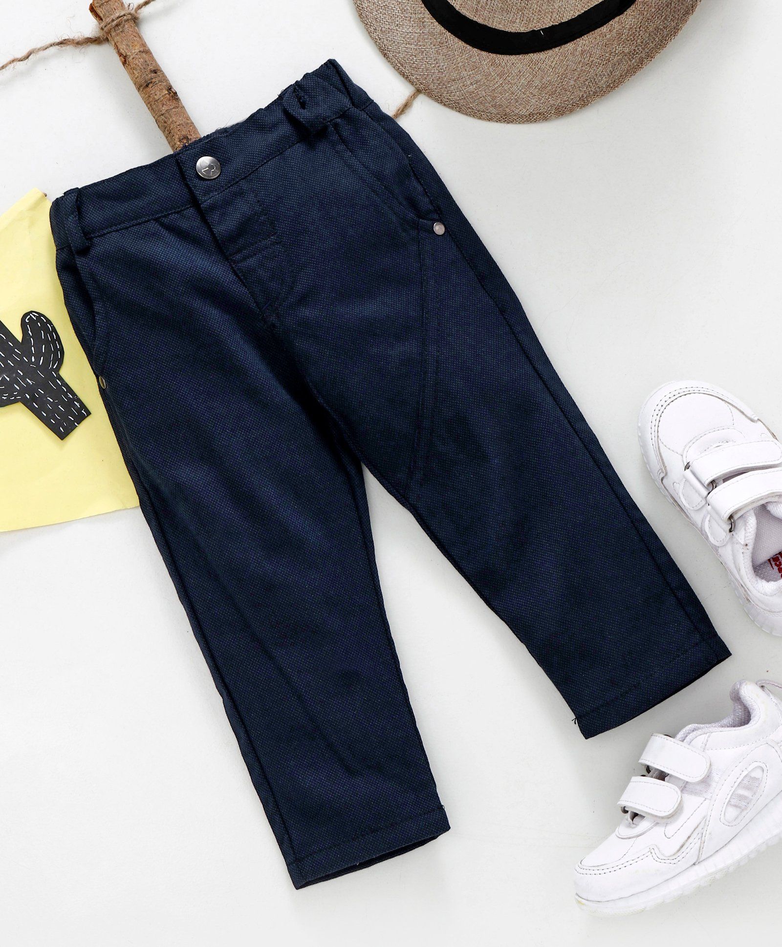 Reiki Trees Solid Full Length Trouser - Navy