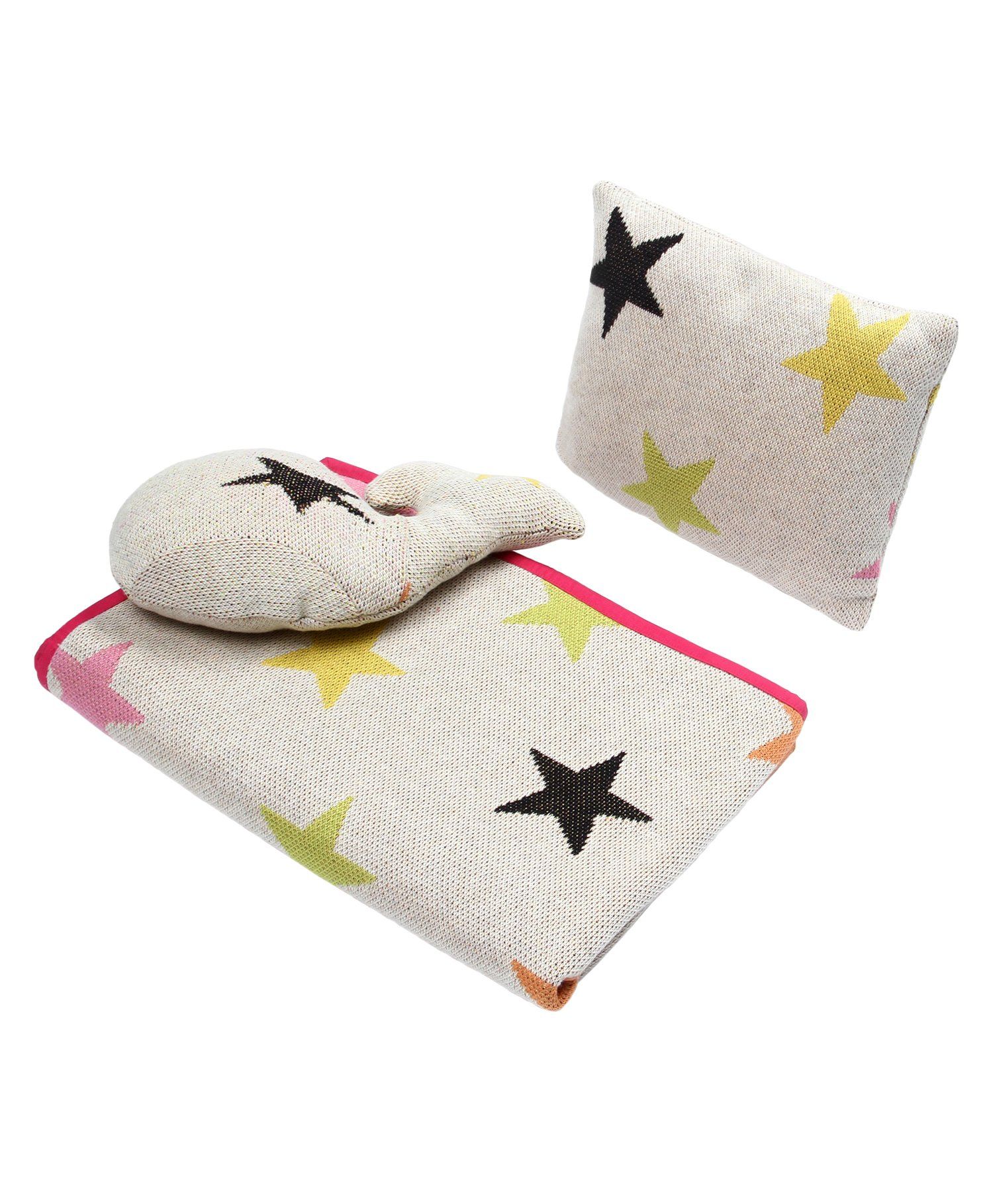 Wobbly Walk Cotton Blanket With Pillow & Toy Star Print