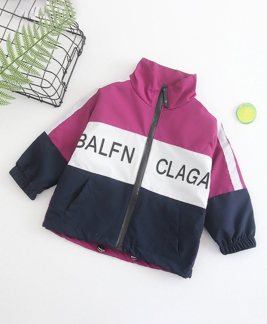 Pre Order - Awabox Color Block Full Sleeves Jacket - Purple
