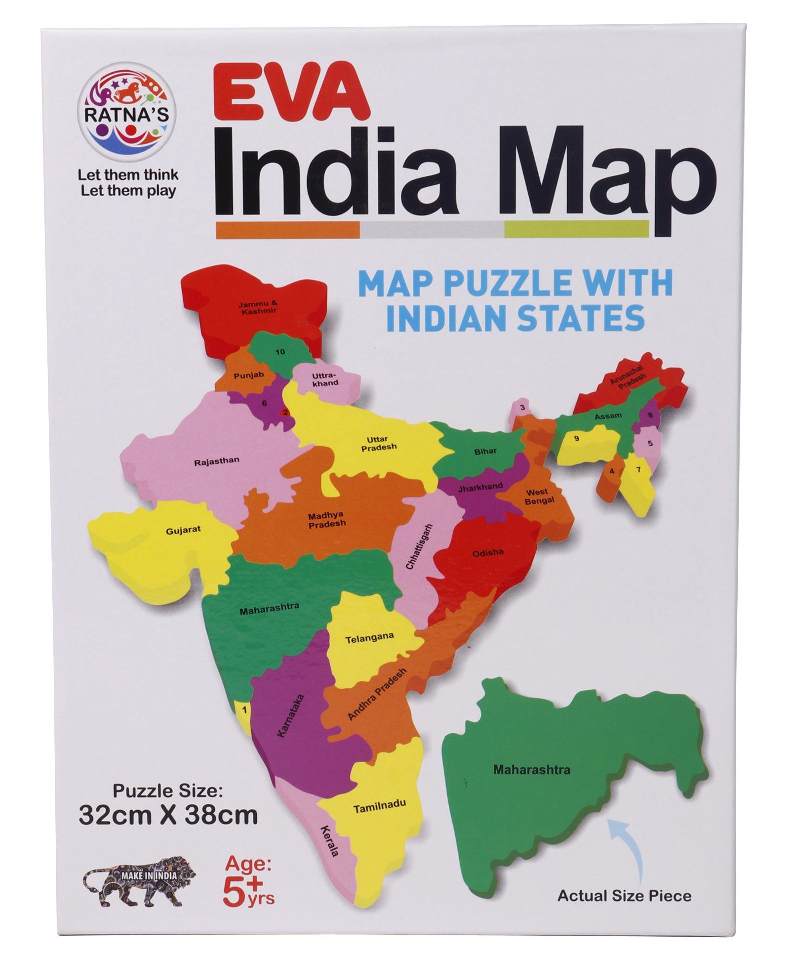 Ratnas Indian Map Jigsaw Puzzle Multicolour