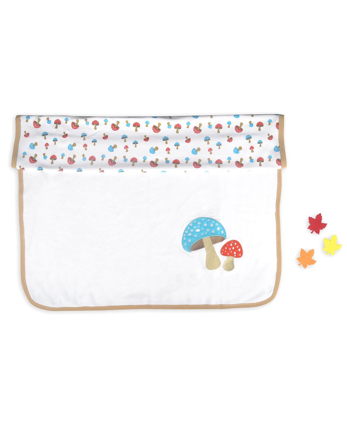 Beebop Double Layered Reversible Blanket Mushroom Print - Light Brown