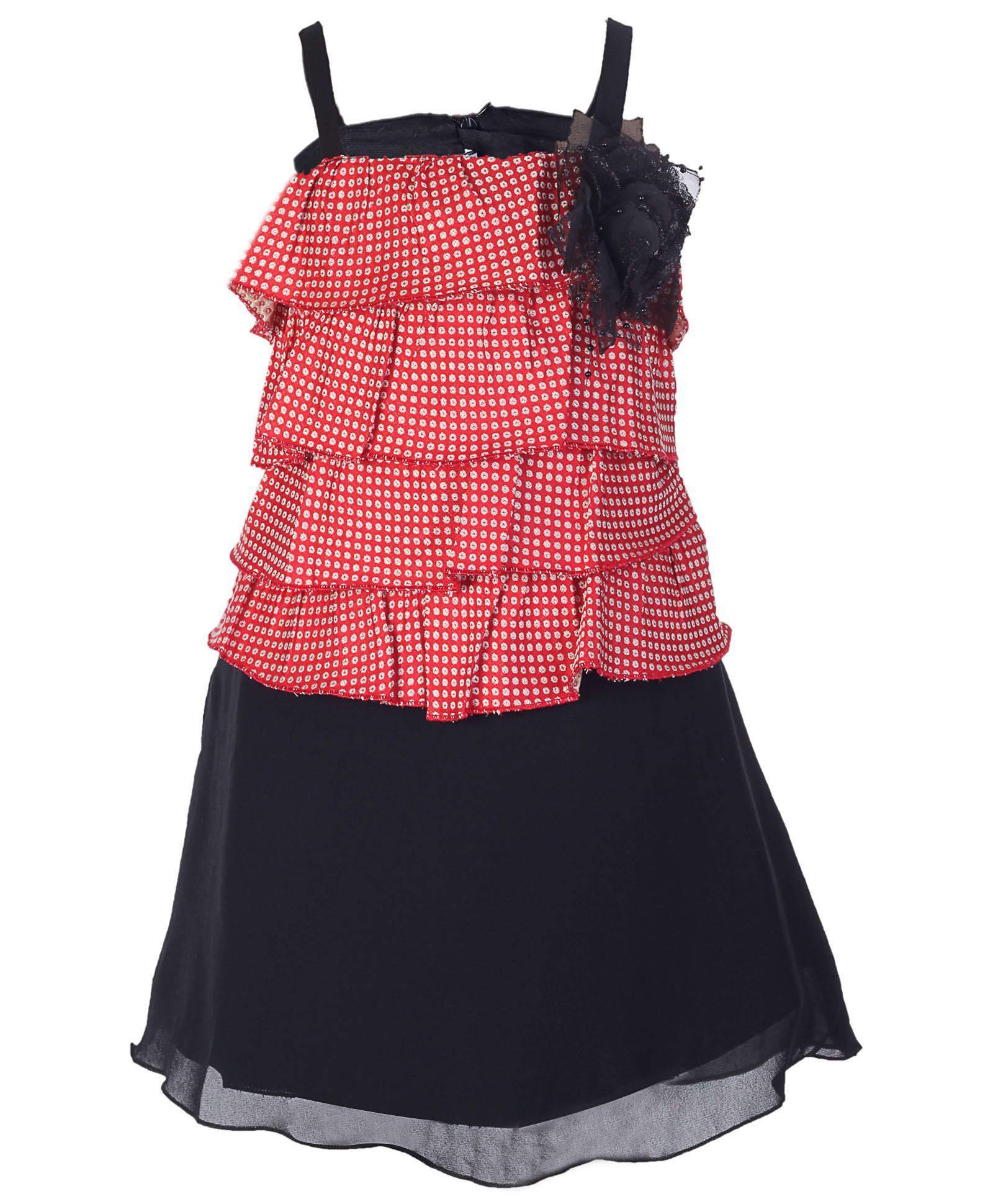 Softouch Singlet Party Dress With Multi Layers - Red And Black