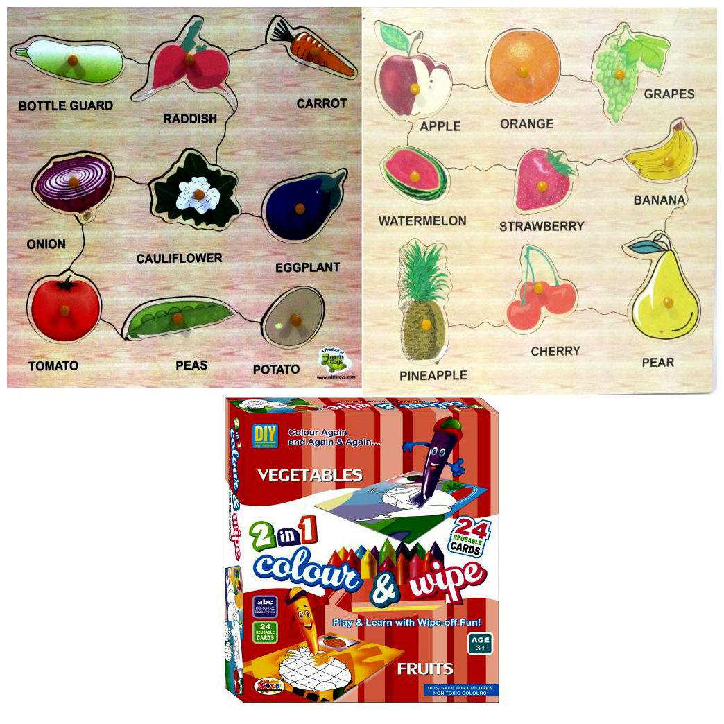 Dealbindaas Wooden Puzzle And Ekta Color And Wipe Combo