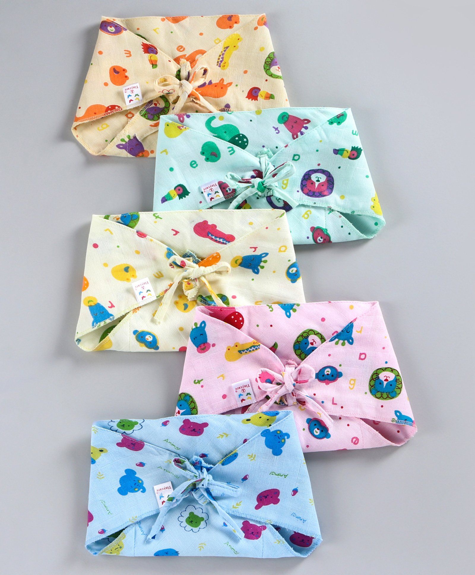 Tinycare Triangle Cloth Nappy Printed Medium - Pack Of 5