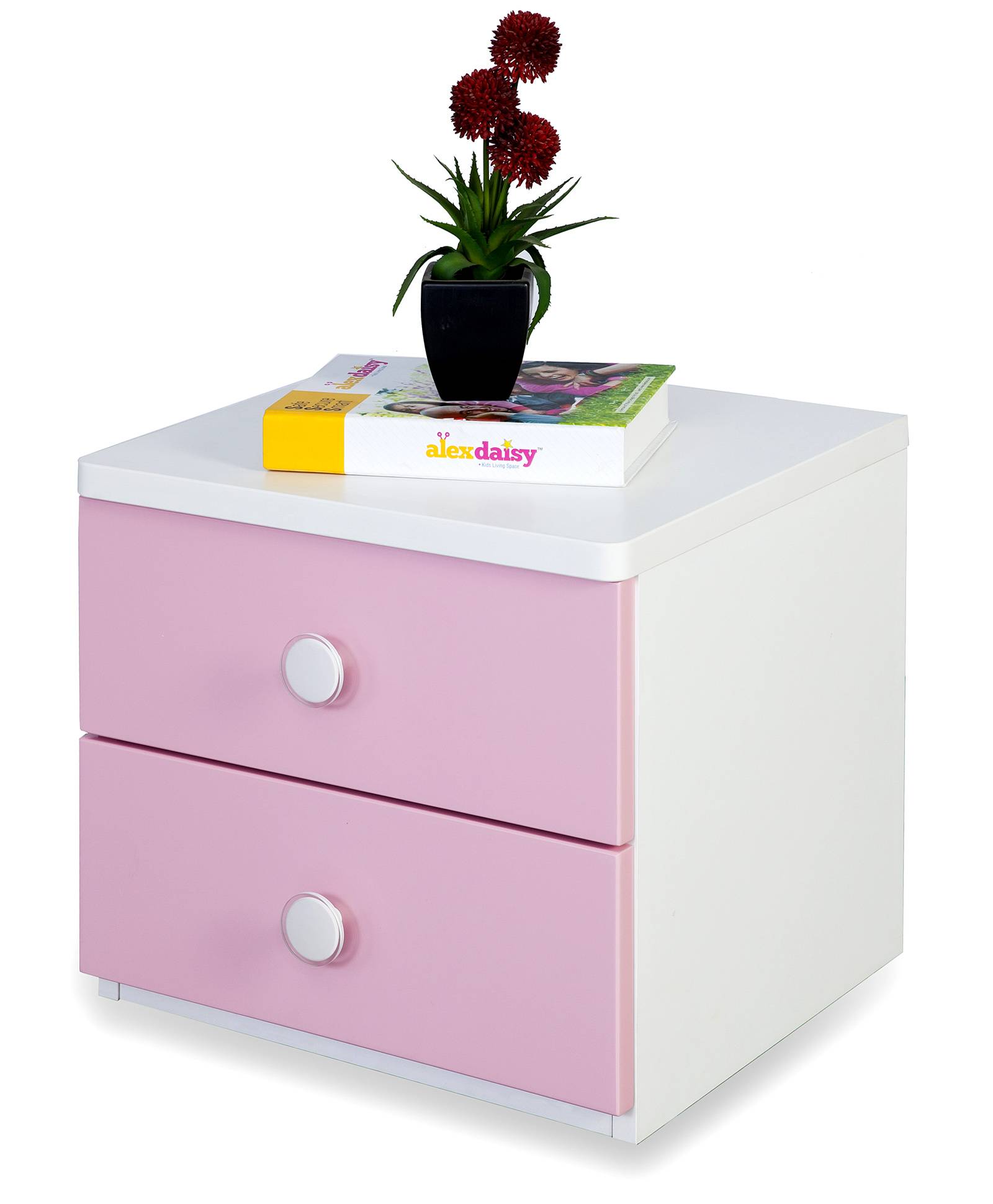 Alex Daisy Wooden Bedside Table - Victoria - Pink