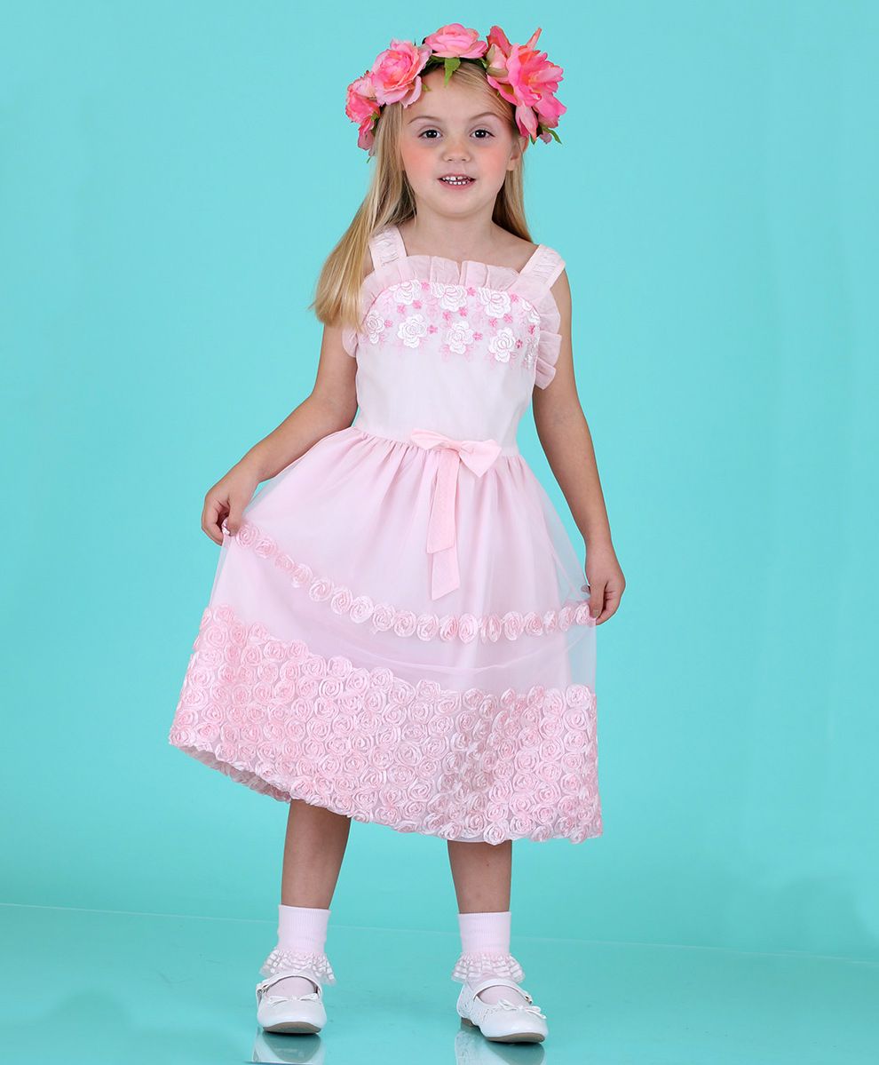 Dolce Liya Sleeveless Party Dress Bow Applique - Pink
