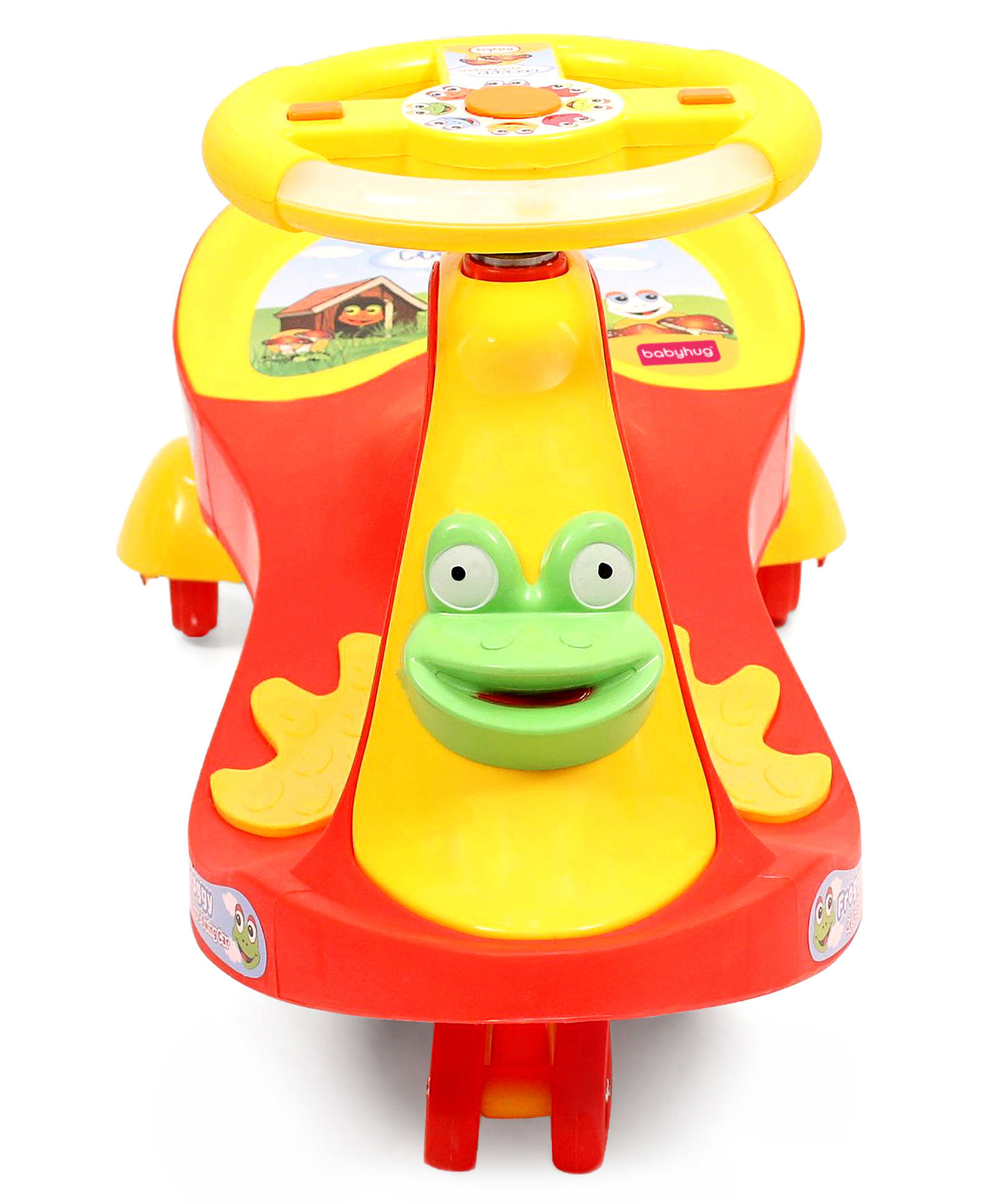 babyhug froggy gyro swing car red