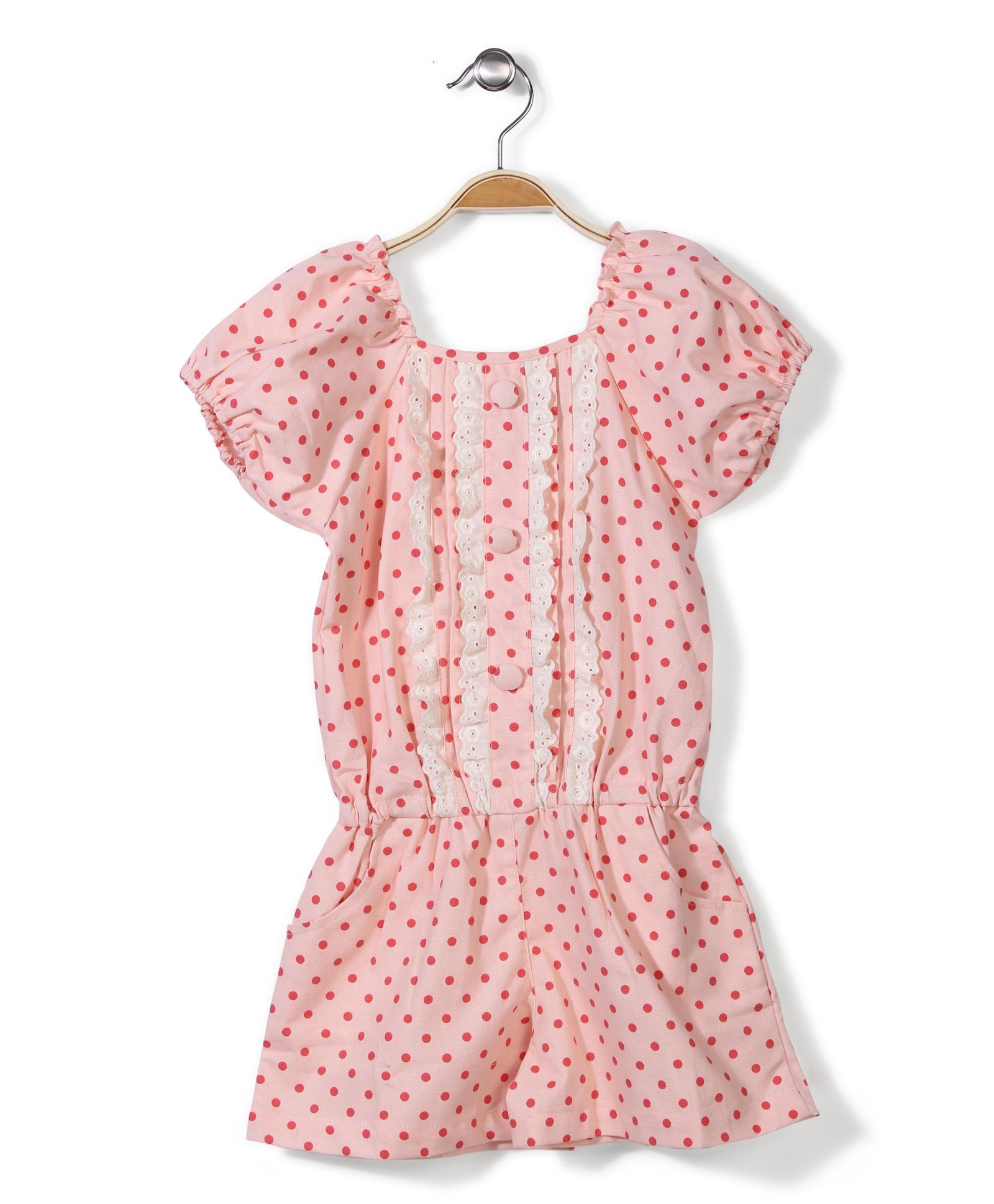 De Berry  Short Sleeves Jumpsuit Polka Dot Print