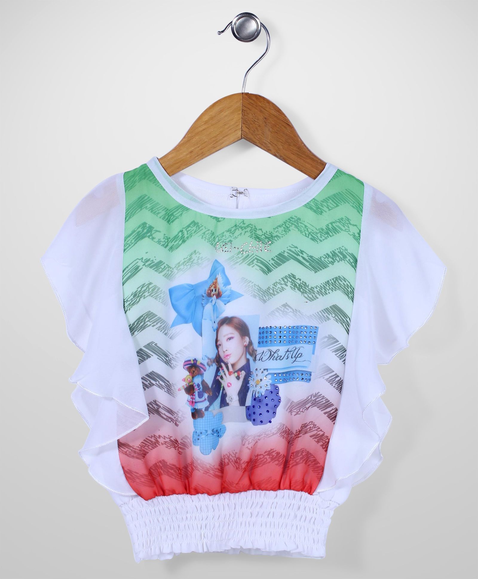Lei Chie Digital Design Casual Top - Green & White