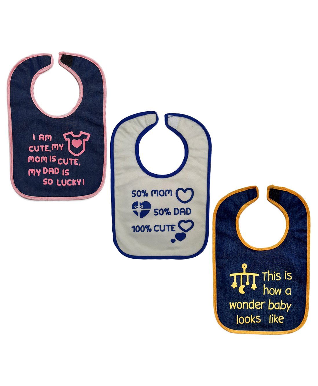 Meukebaby Bibs Multi Color Pack of 3 (Prints May Vary)