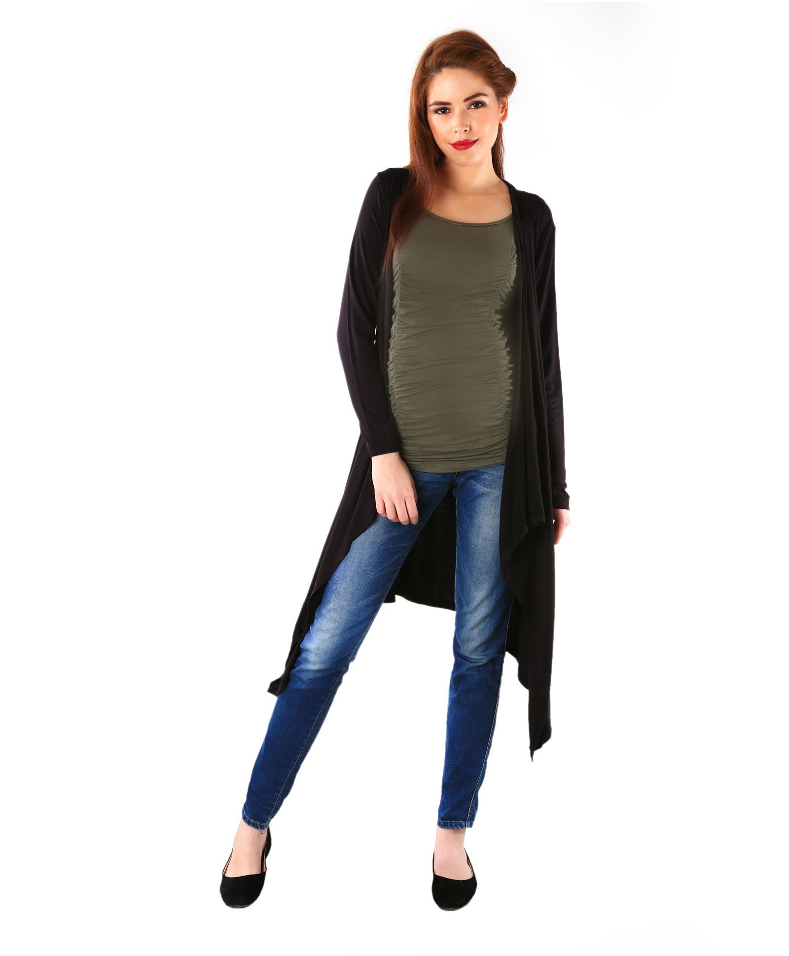 Momzjoy Full Sleeves Asymmetrical Maternity Cardigan