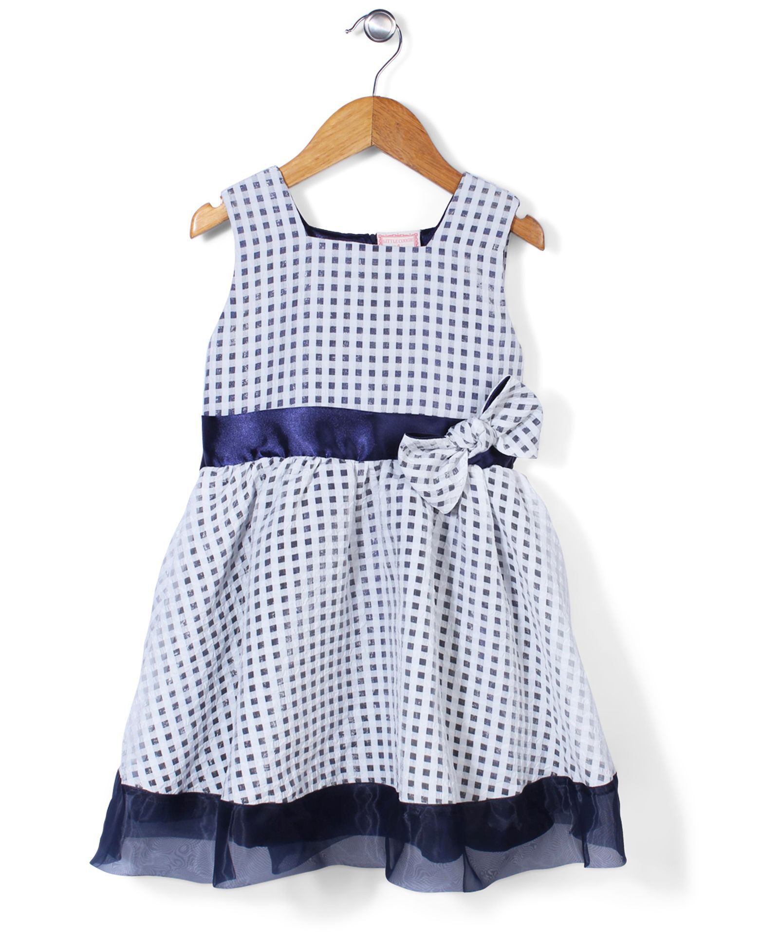 Little Coogie Checkered Dress - Navy Blue