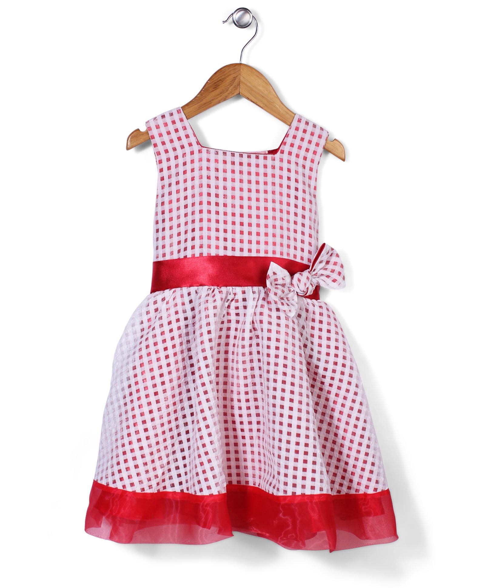 Little Coogie Checkered Dress - Red