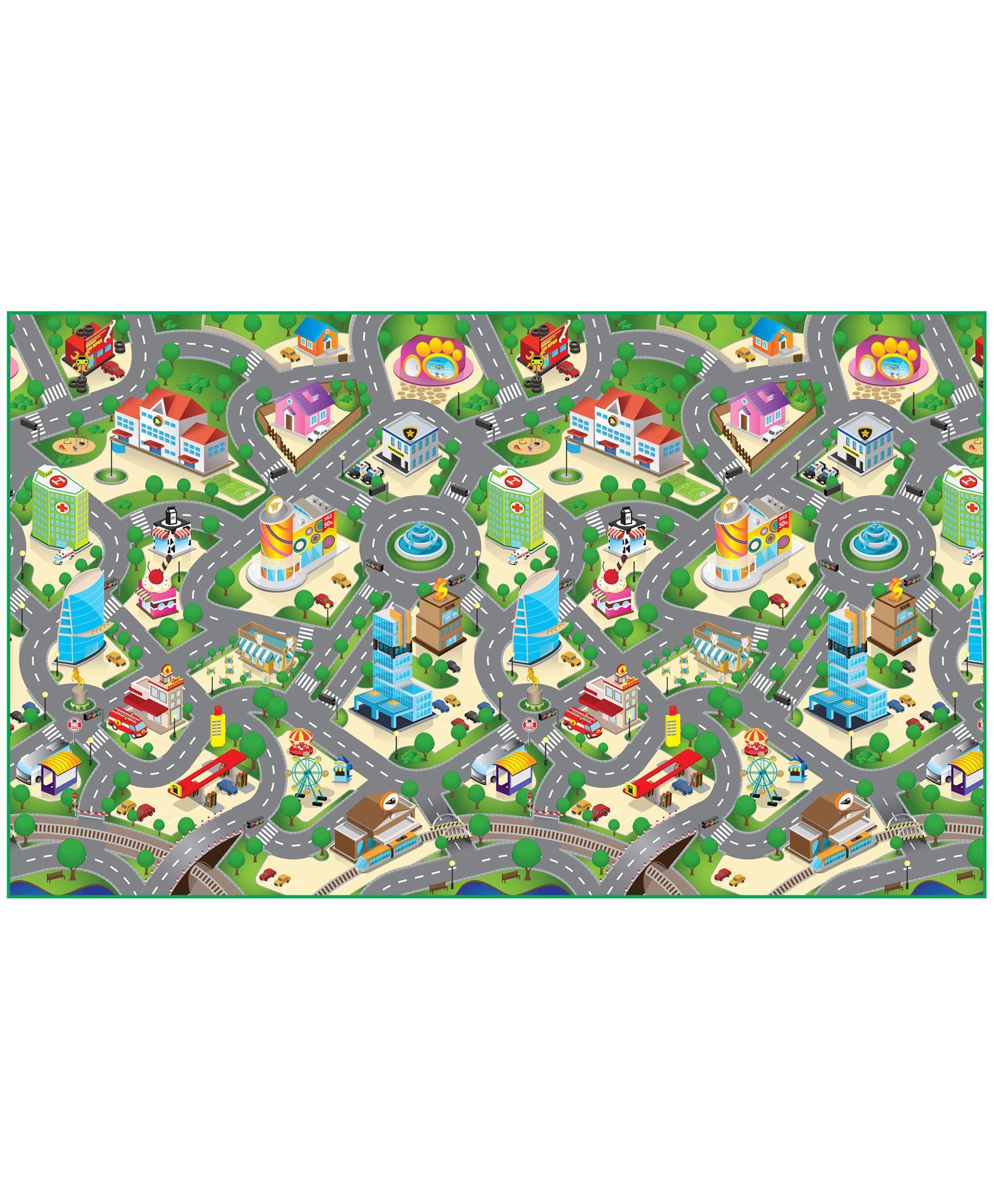 FashBlush Non-woven Free Play Mat City Map - Multicolor