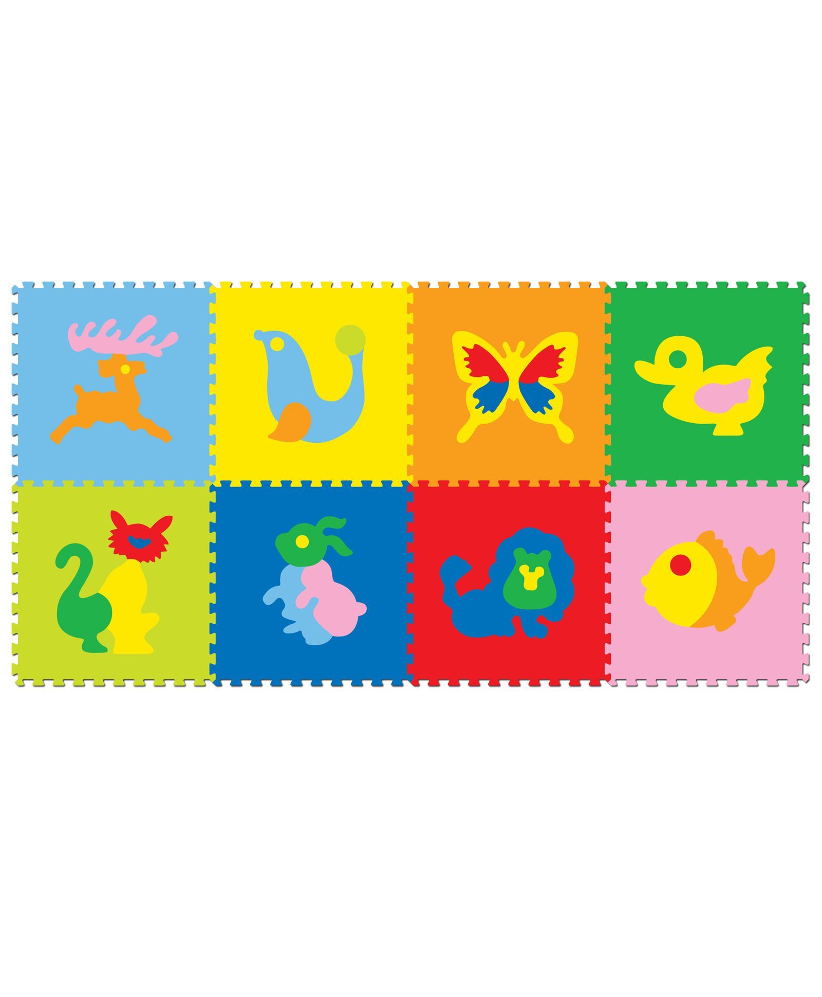 FashBlush Non-Woven Free Play Puzzle Mat Pictured Animals Multicolor - 8 Pieces