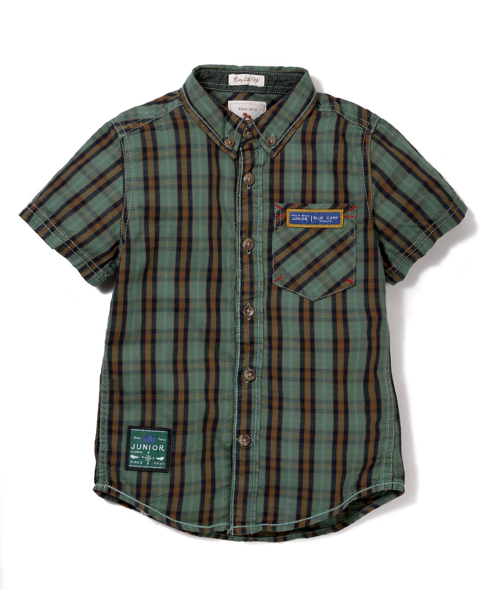 Police Zebra Juniors Checks Print Shirt - Dark Green