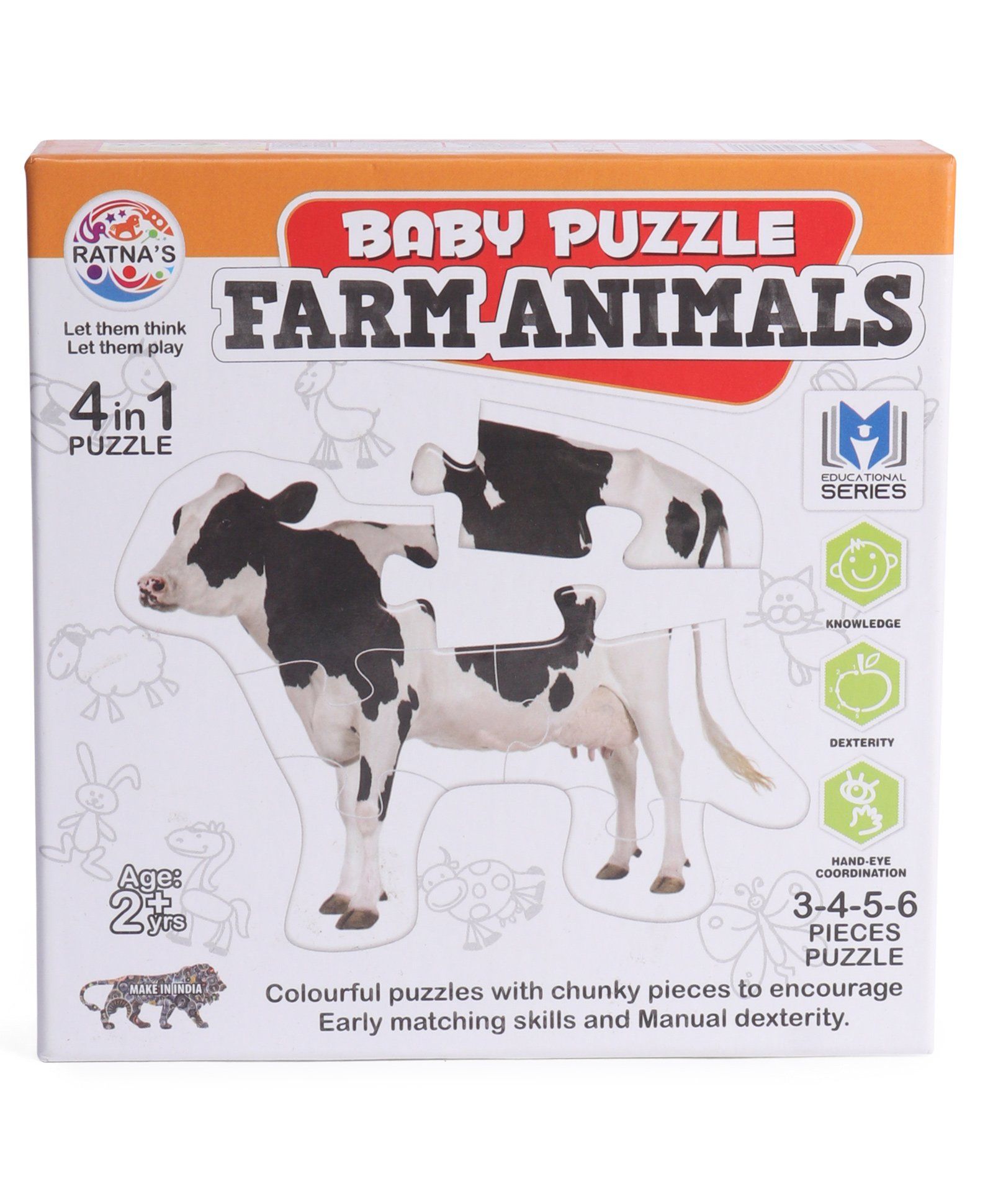 Ratnas Baby Jigsaw Puzzle Farm Animals