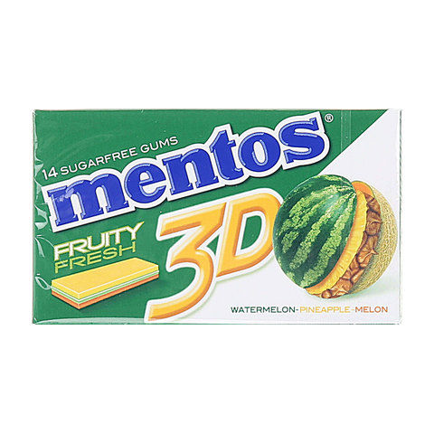 Mentos 3d Sugar Free Fruity Fresh Watermelon & Pineapple-Melon 14's