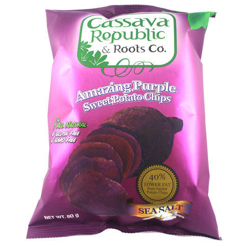 Cassava Amazing Purple Sweet Potato Chips Sea Salt 80 g