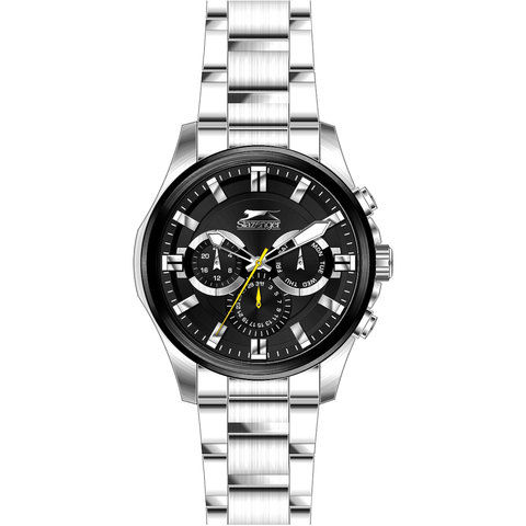 Slazenger Men's Multifunction Display Black Dial Silver Stainless Steel Bracelet - SL.9.6023.2.01