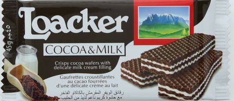 Loacker Cocoa & Milk Wafers 45g